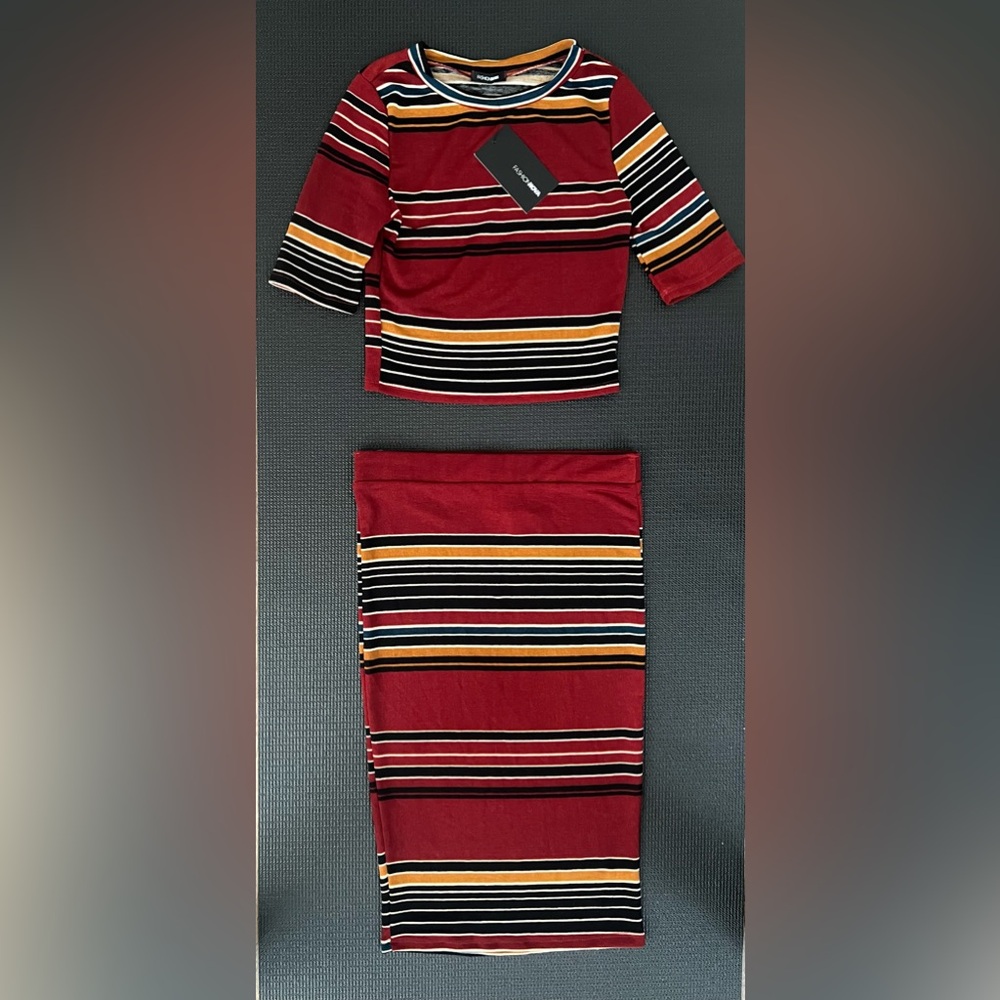 Fashion nova 2 piece outfit shirt with skirt